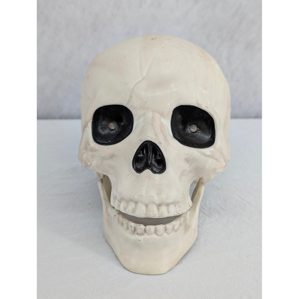 Light Up Talking Skull Halloween Prop Red LED Eyes Hanging Spooky Decor